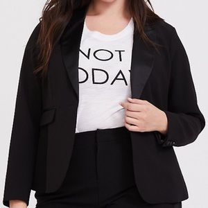 Black Satin Collar Tuxedo Blazer